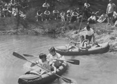 UMBC students race rafts in the pond