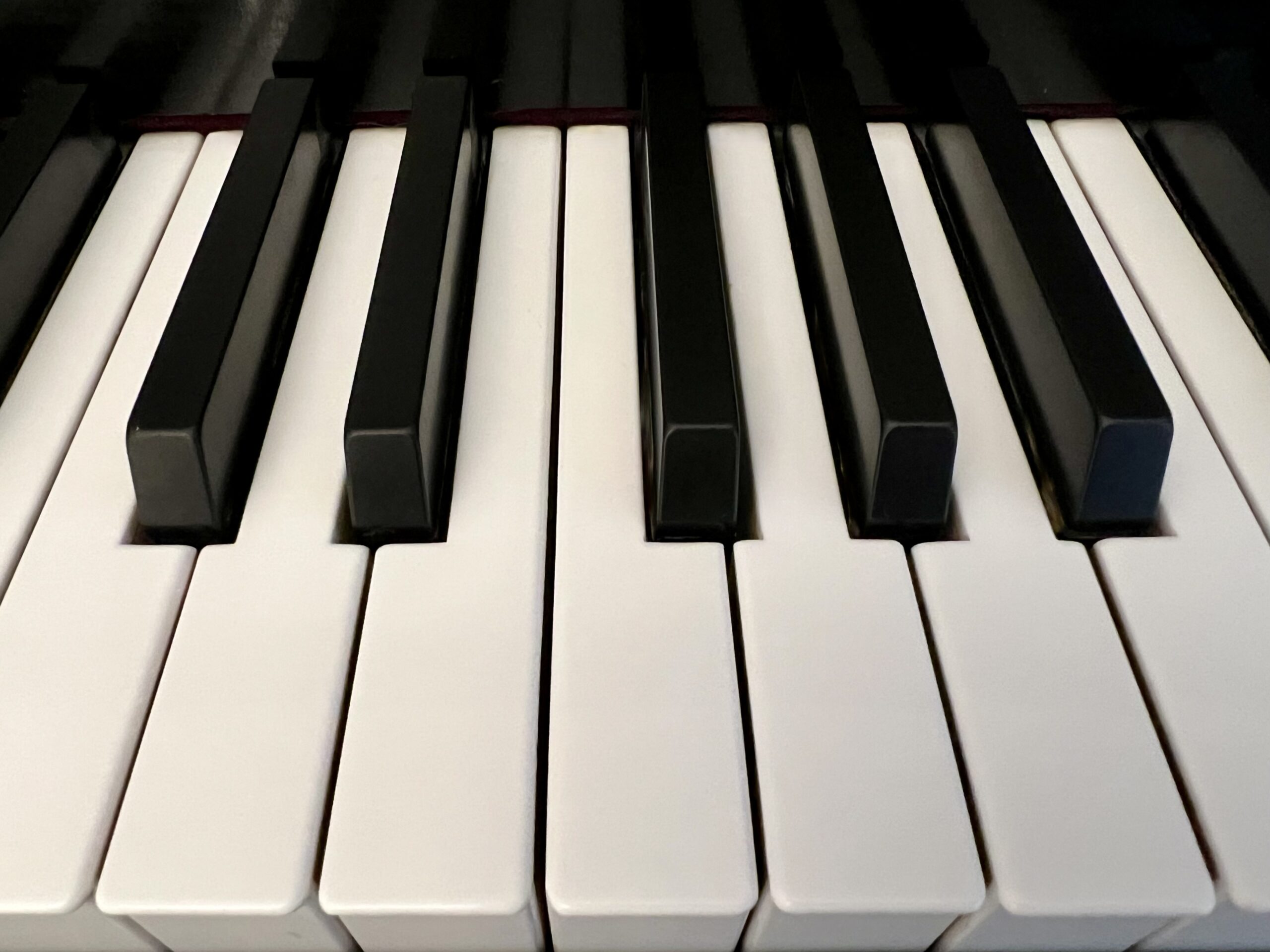 A close-up view of piano keys.