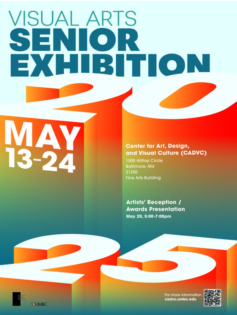 A complex poster design says Senior Exhibition 2025