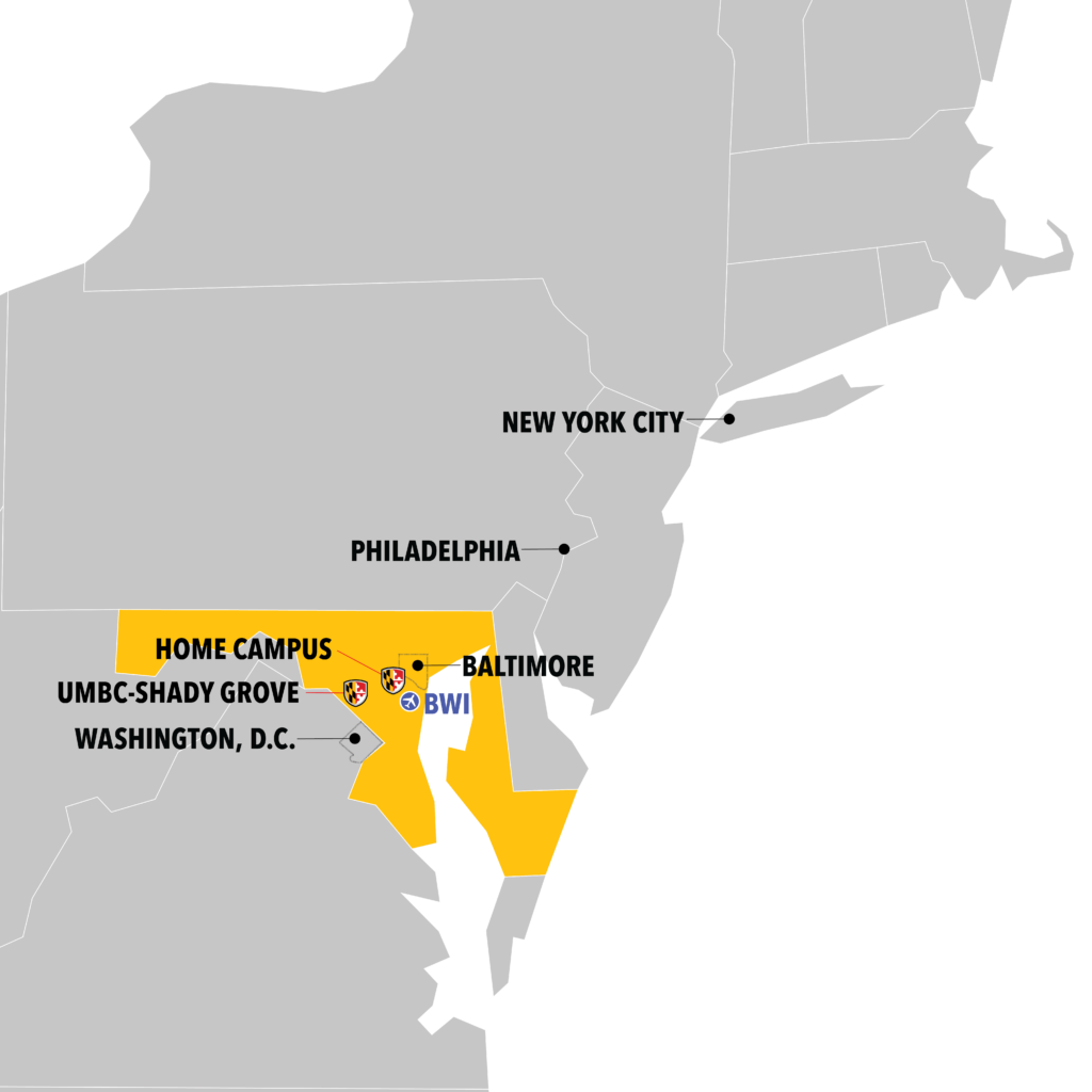 map of east coast highlighting maryland