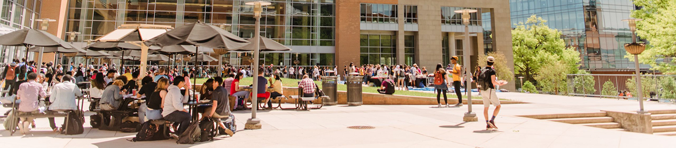 students sitting outside the commons