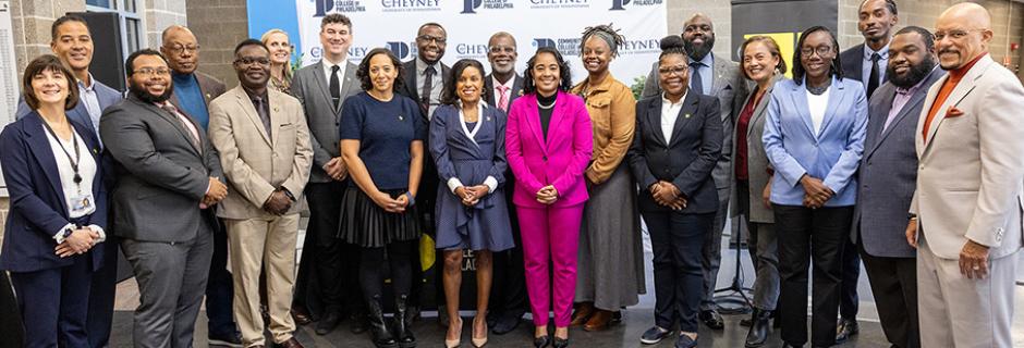 Marshall and members of the Aspiring Leaders Fellowship Program at the Community College of Philadelphia.