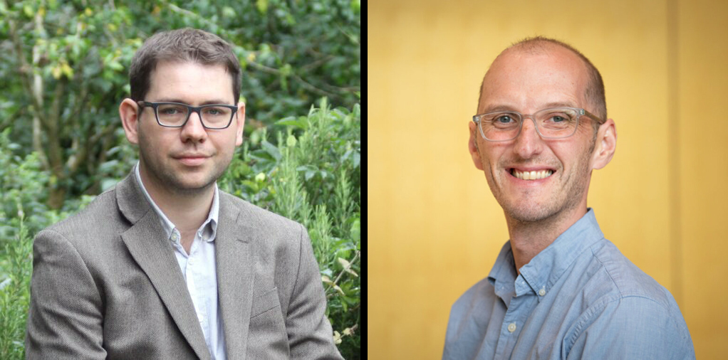 Headshots of two people wearing glasses.